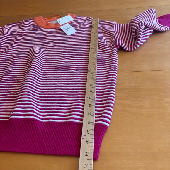 Elodie L NWT fuchsia pink orange and white striped crewneck sweater - Picture 9 of 10